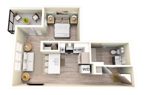 Floor plan for studio, 1 bath, 515 sqft